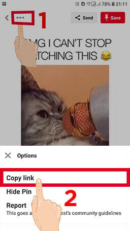 Copy Pinterest video URL